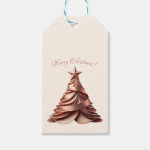 Etiqueta Para Presente Árvore de Natal Elegante moderna, Rosa Dourada