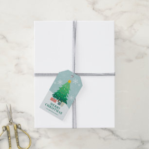 Etiqueta Para Presente Árvore de Natal em neve