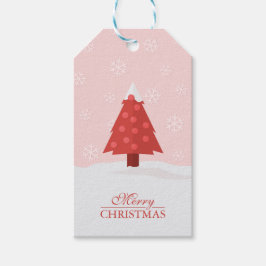 Etiqueta Para Presente Árvore de Natal em neve com flocos de neve