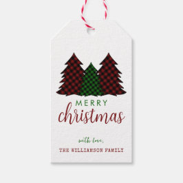 Etiqueta Para Presente Árvore de Natal Feliz da Xadrez de Natal