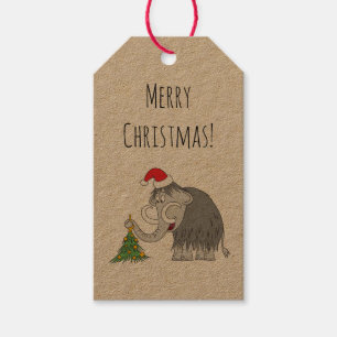 Etiqueta Para Presente Árvore de Natal Feliz Mammoth Santa Hat