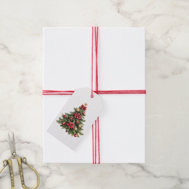 Etiqueta Para Presente Árvore de Natal Feriado XMas  (Com cordão)
