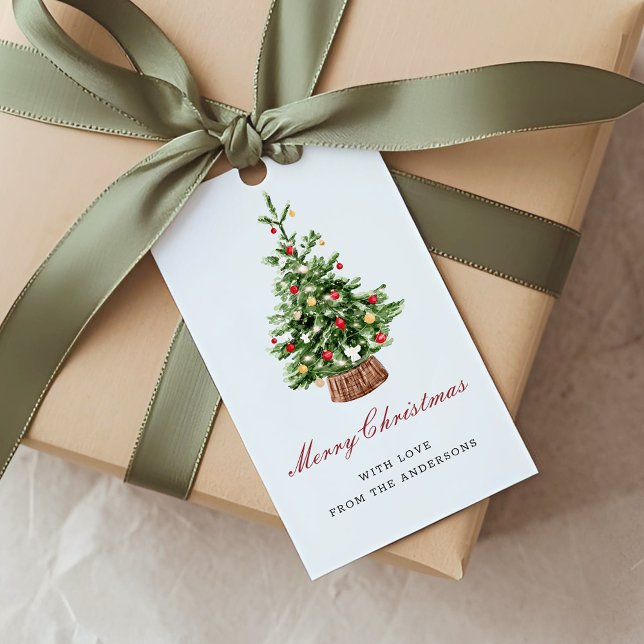 Etiqueta Para Presente Árvore de Natal Festiva Feriado (Criador carregado)