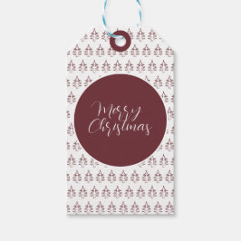 Etiqueta Para Presente Árvore de Natal Merry Burgundy