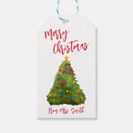 Etiqueta Para Presente Árvore de Natal Merry Christmas Holiday Gift Tags