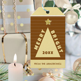 Etiqueta Para Presente Árvore de Natal Minimalista de Chocolate Nome