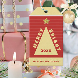 Etiqueta Para Presente Árvore de Natal Minimalista Vermelha Nome