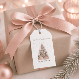 Etiqueta Para Presente Árvore de Natal Modern Blush – Férias Personalizad