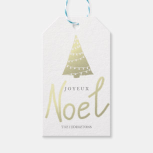 Etiqueta Para Presente Árvore de Natal moderna Dourado do roteiro de