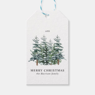 Etiqueta Para Presente Árvore de Natal Moderna em Watercolor Não Foto