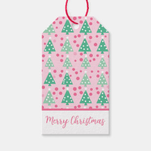 Etiqueta Para Presente Árvore de Natal Moderna Rosa