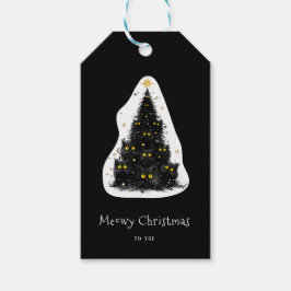 Etiqueta Para Presente Árvore de Natal Moga Preta Divertida