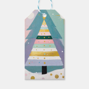 Etiqueta Para Presente Árvore de Natal Pastel Celestial