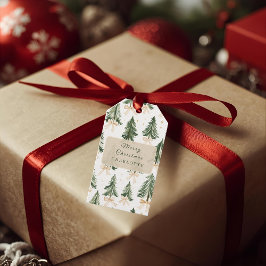 Etiqueta Para Presente Árvore de Natal Personalizada com Aquarela