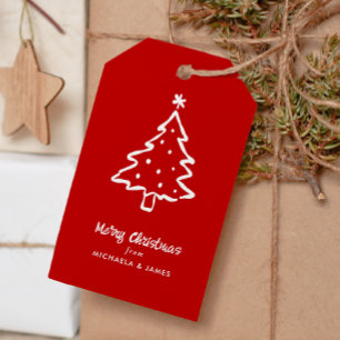 Etiqueta Para Presente Árvore de Natal Personalizada com Nomes Rabiscados