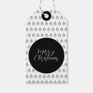 Etiqueta Para Presente Árvore de Natal Personalizada Preto e Branco