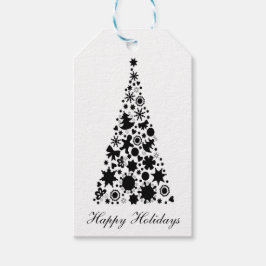 Etiqueta Para Presente Árvore de Natal Preta e Branca