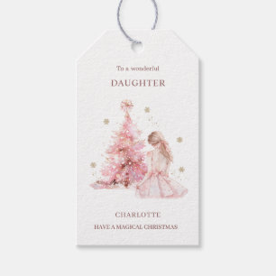 Etiqueta Para Presente Árvore de Natal Rosa