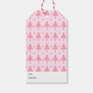 Etiqueta Para Presente Árvore de Natal rosa-branca