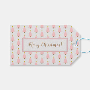 Etiqueta Para Presente Árvore de Natal rosa e etiqueta de presente da est