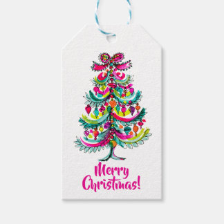 Etiqueta Para Presente Árvore de Natal Rosa Orgulho Gay Arco-Íris