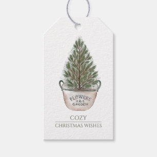 Etiqueta Para Presente Árvore de Natal Rustic Watercolor