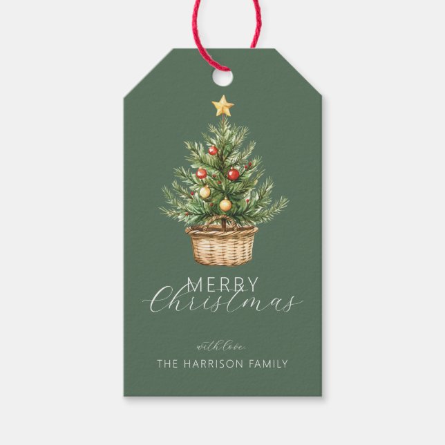 Etiqueta Para Presente Árvore de Natal Rústica Foto Personalizada (Frente)