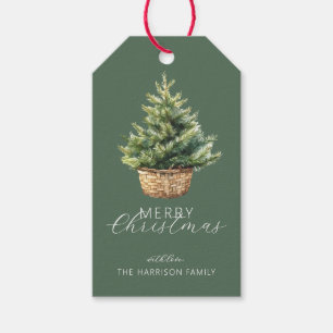 Etiqueta Para Presente Árvore de Natal Rústica Personalizada com Foto
