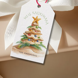 Etiqueta Para Presente Árvore de Natal Tropical Mele Kalikimaka
