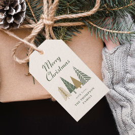 Etiqueta Para Presente Árvore de Natal Verde Alegre