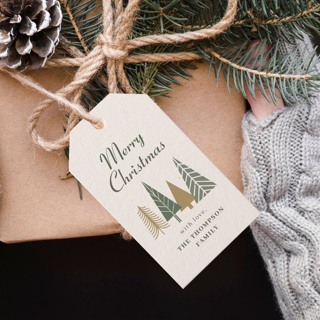 Etiqueta Para Presente Árvore de Natal Verde Alegre (Criador carregado)
