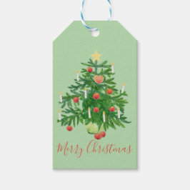 Etiqueta Para Presente Árvore de Natal Vintage com uma Estrela Personaliz