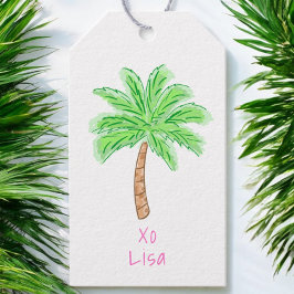 Etiqueta Para Presente Árvore de Palmeira Tropical Personalizada Elegante