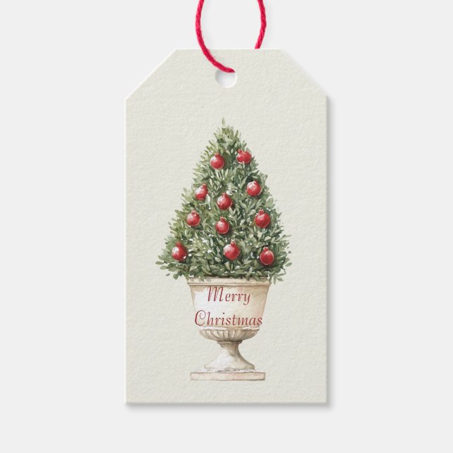 Etiqueta Para Presente Árvore de Romã Natal (Frente)