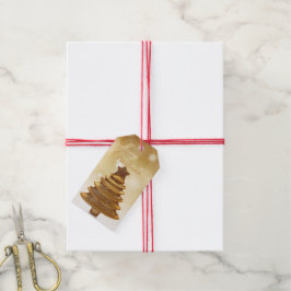 Etiqueta Para Presente Árvore Dourada de Natal elegante