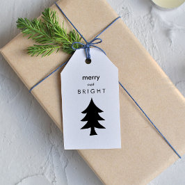Etiqueta Para Presente Árvore e pontos de Natal preto e branco modernos