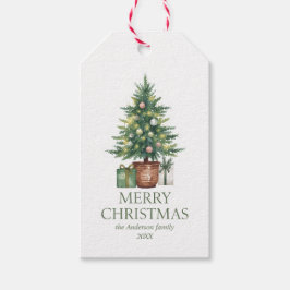 Etiqueta Para Presente Árvore Natal Rustic Watercolor Não Foto