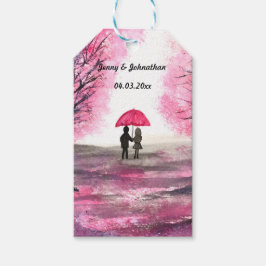 Etiqueta Para Presente Árvore russa do amor do casal de cereja floresce