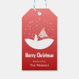 Etiqueta Para Presente Árvore Snowman de inverno Branco