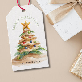 Etiqueta Para Presente Árvore Tropical de Natal