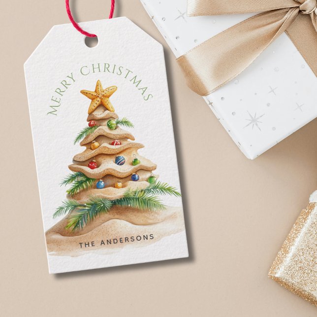 Etiqueta Para Presente Árvore Tropical de Natal (Criador carregado)