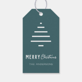 Etiqueta Para Presente Árvore verde de palheiro de Natal minimalista mode