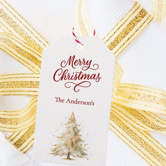 Etiqueta Para Presente Árvore vermelha, Natal branco (Criador carregado)