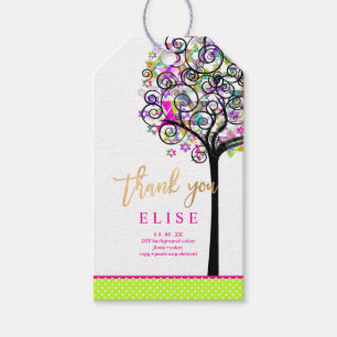 Etiqueta Para Presente Árvore viva do PixDezines Mitzvah/Neon rosa