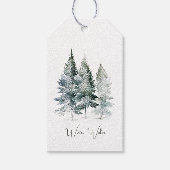 Etiqueta Para Presente Árvores da Floresta de Natal (Frente)