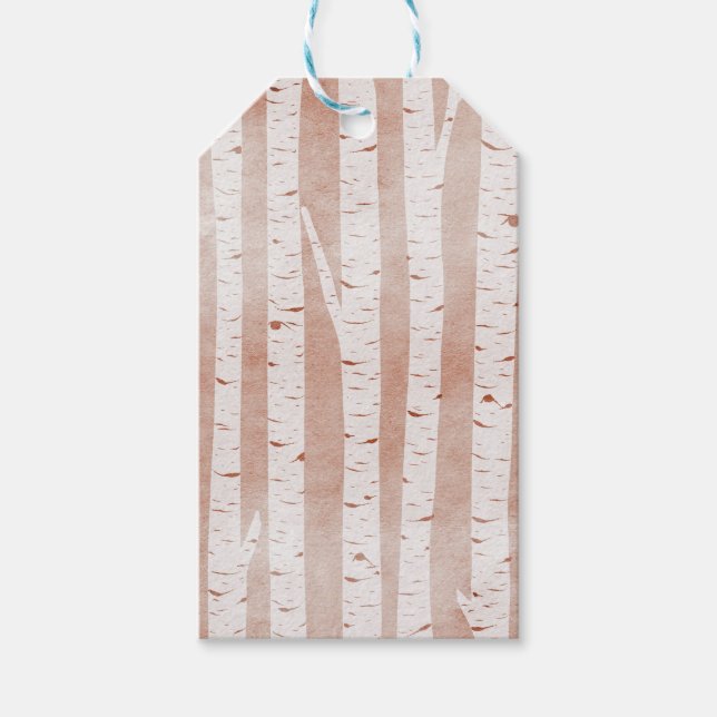 Etiqueta Para Presente Árvores de Aves Ilustradas (Frente)