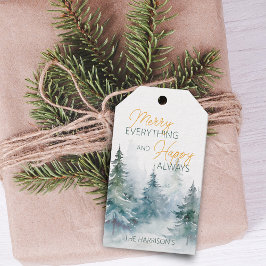 Etiqueta Para Presente Árvores de Inverno Tudo Feliz Sempre Alegre