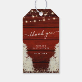Etiqueta Para Presente Árvores De Luzes Da Madeira Rustic Obrigado