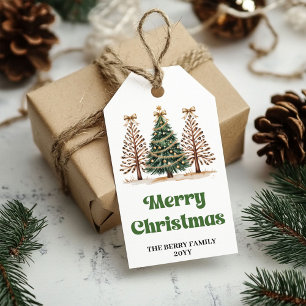 Etiqueta Para Presente Árvores de Natal aquarela personalizadas para tags