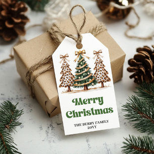Etiqueta Para Presente Árvores de Natal artísticas desenhadas à mão prese